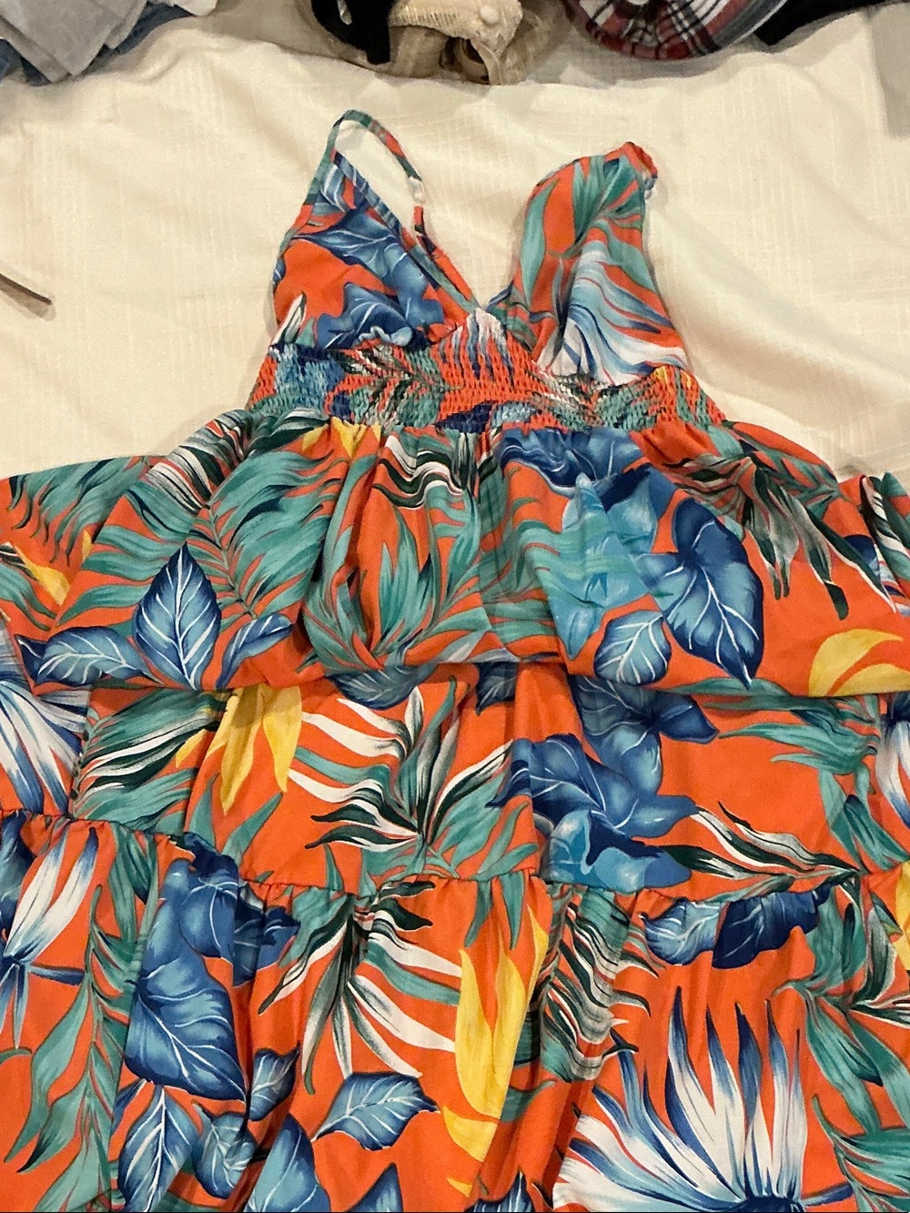 Girls Orange Tropical Print Summer Skirt